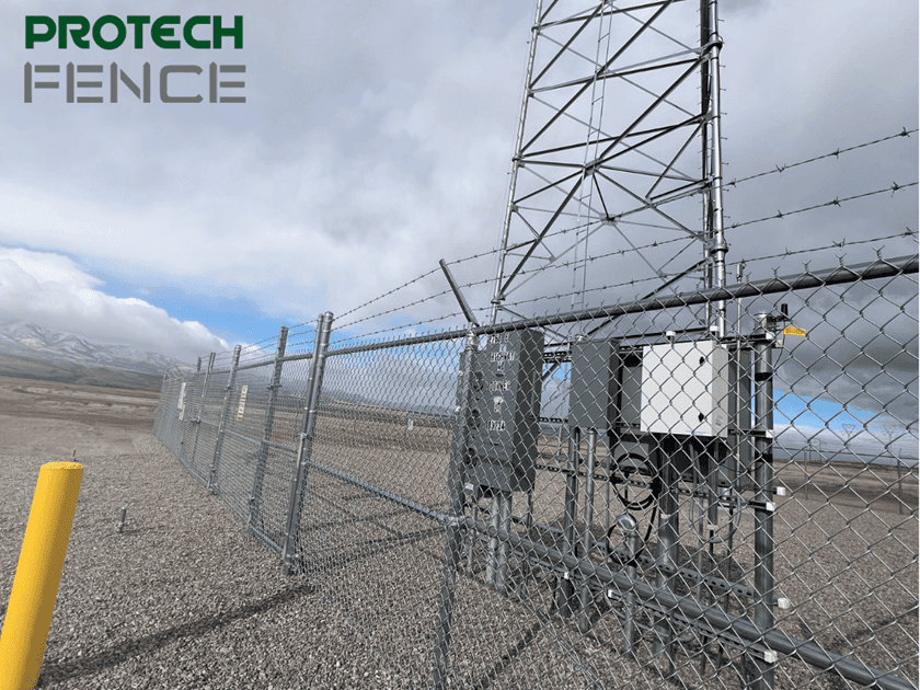 A professionally installed chain-link security fence by Protech Fence, ensuring safety and perimeter protection, representing high-quality residential and commercial fencing solutions in Ammon, ID.